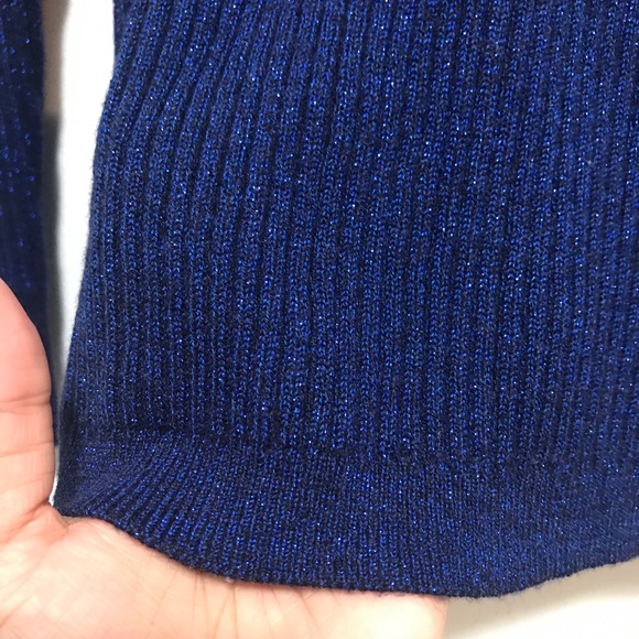 Gap merino wool blend rib metallic navy long sleeve sweater too size XS … - Picture 3 of 8